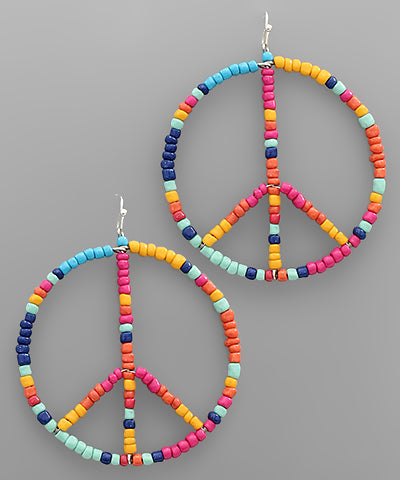 Multi Color Peace Beaded Earrings