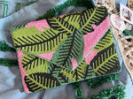Pink Palm Beaded Clutch