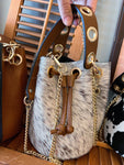 Leather Cowhide Bucket Handbag