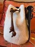 Leather Cowhide Bucket Handbag